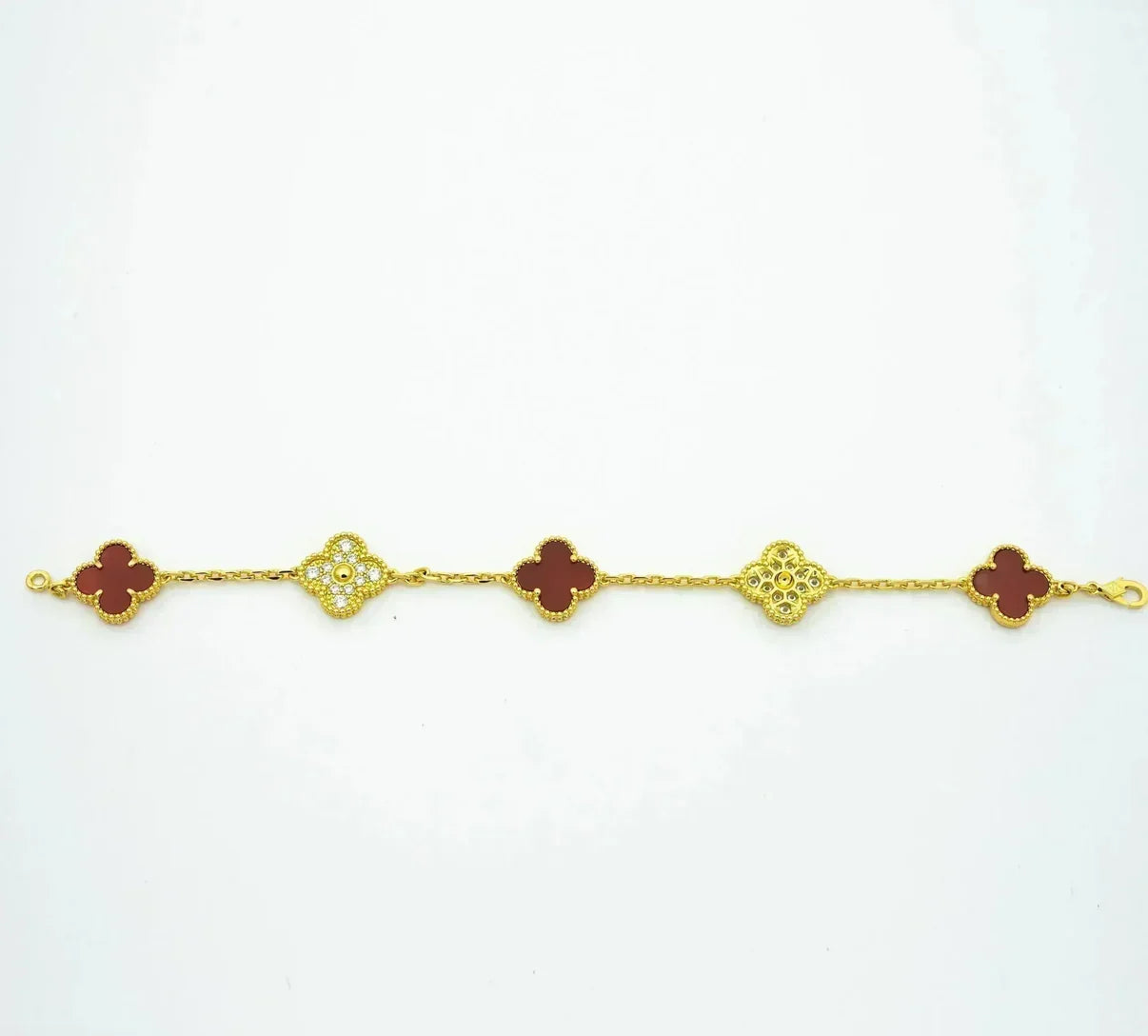 [Rose Tomorrow] CLOVER 5 MOTIF RED CORNELIAN BRACELET COLLECTION