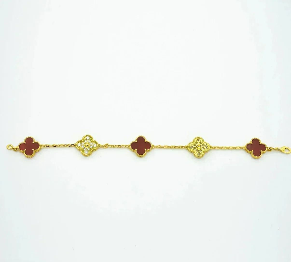 [Rose Tomorrow] CLOVER 5 MOTIF RED CORNELIAN BRACELET COLLECTION