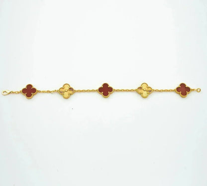 [Rose Tomorrow] CLOVER 5 MOTIF RED CORNELIAN BRACELET COLLECTION