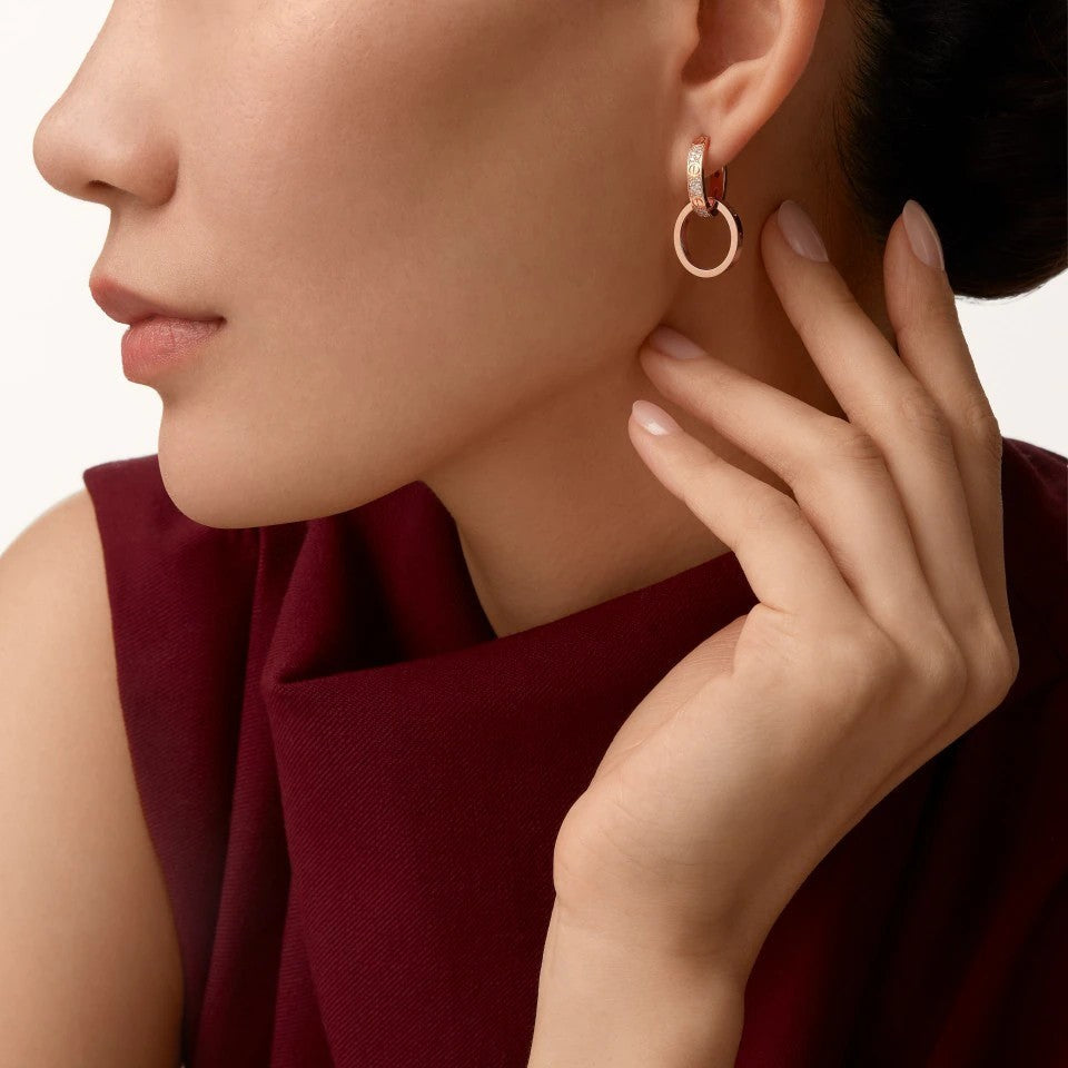 [Rose Tomorrow]LOVE 3.3MM DANGLE HALF DIAMOND EARRINGS