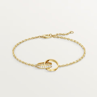 [Rose Tomorrow]LOVE DOUBLE RING HALF DIAMOND BRACELET