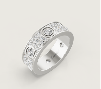 [Rose Tomorrow]LOVE RING 6.5MM Full Diamond, 6 Major Diamonds Silver