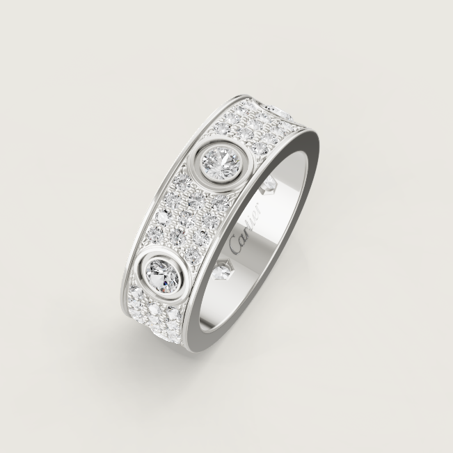[Rose Tomorrow]LOVE RING 6.5MM Full Diamond, 6 Major Diamonds Silver