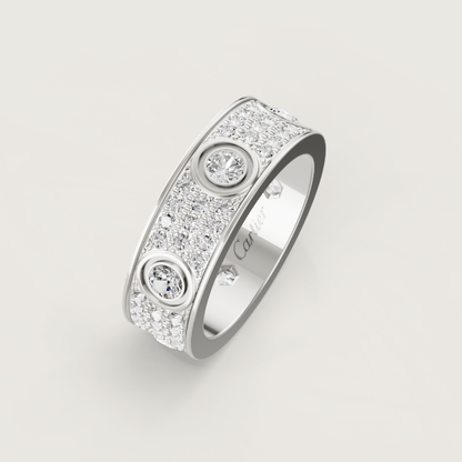 [Rose Tomorrow]LOVE RING 6.5MM Full Diamond, 6 Major Diamonds Silver
