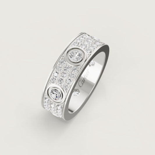 [Rose Tomorrow]LOVE RING 6.5MM Full Diamond, 6 Major Diamonds Silver
