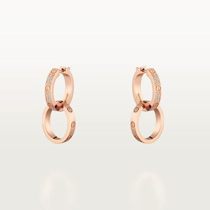 [Rose Tomorrow]LOVE 3.3MM DANGLE HALF DIAMOND EARRINGS