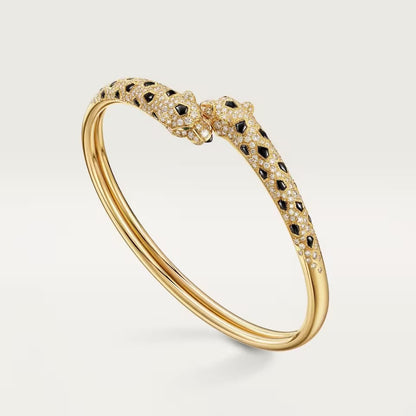 [Rose Tomorrow]PANTHERE DOUBLE HEADED HALF DIAMOND OPEN BRACELET