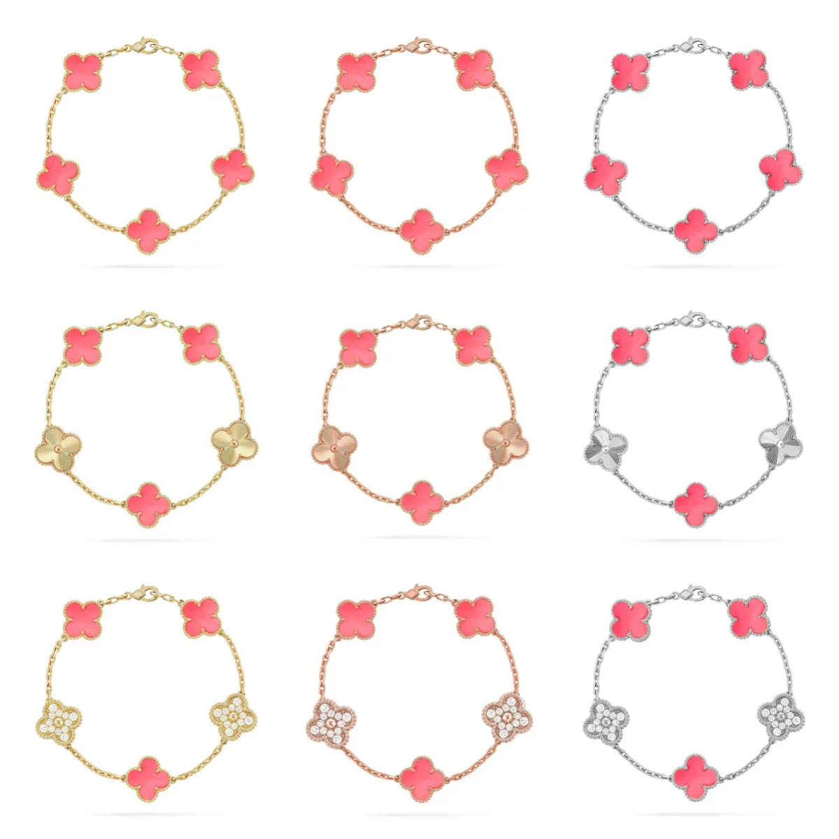 [Rose Tomorrow] CLOVER 5 MOTIFS  PINK MOP BRACELET COLLECTION