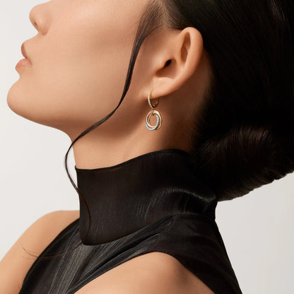 [Rose Tomorrow]TRINITY HALF DIAMOND  EARRINGS