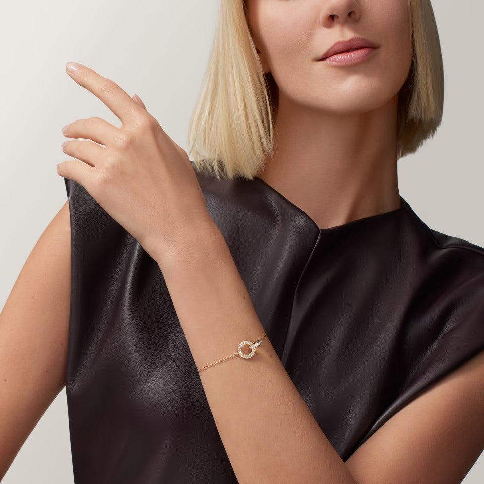 [Rose Tomorrow]LOVE DOUBLE RING FULL DIAMOND BRACELET