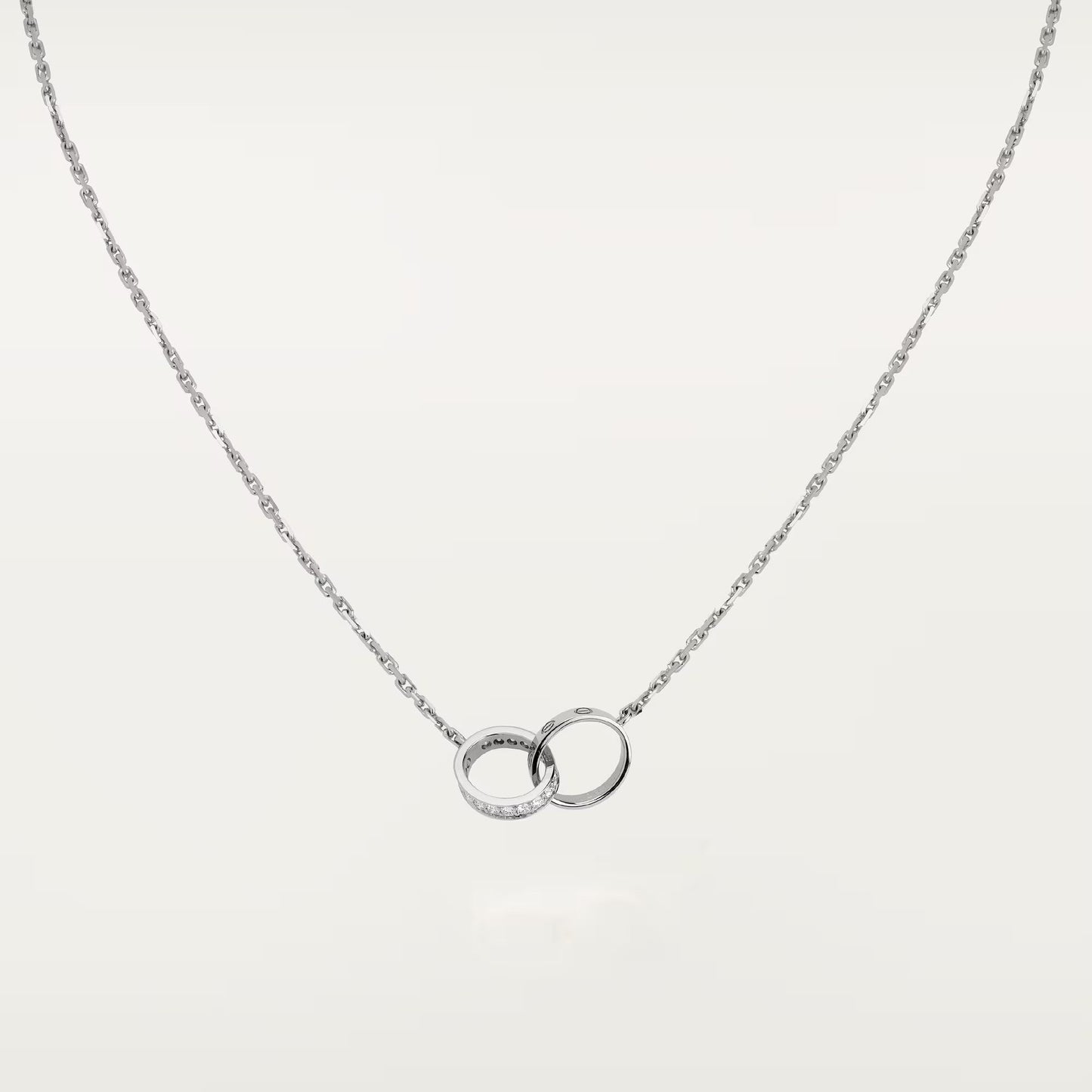 [Rose Tomorrow]LOVE DOUBLE RING HALF DIAMOND NECKLACE
