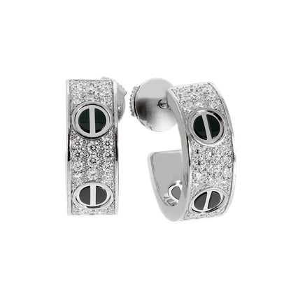 [Rose Tomorrow]LOVE CERAMIC DIAMOND PAVED SILVER EARRINGS