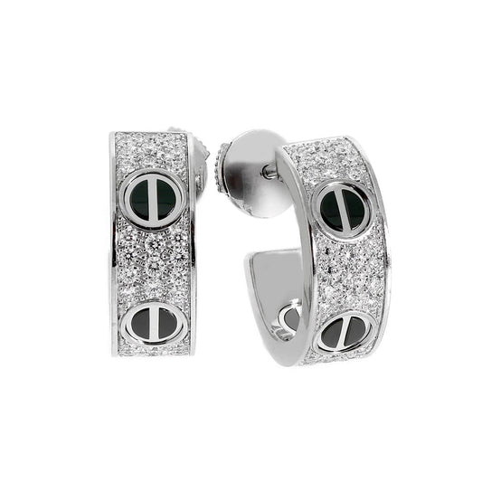 [Rose Tomorrow]LOVE CERAMIC DIAMOND PAVED SILVER EARRINGS