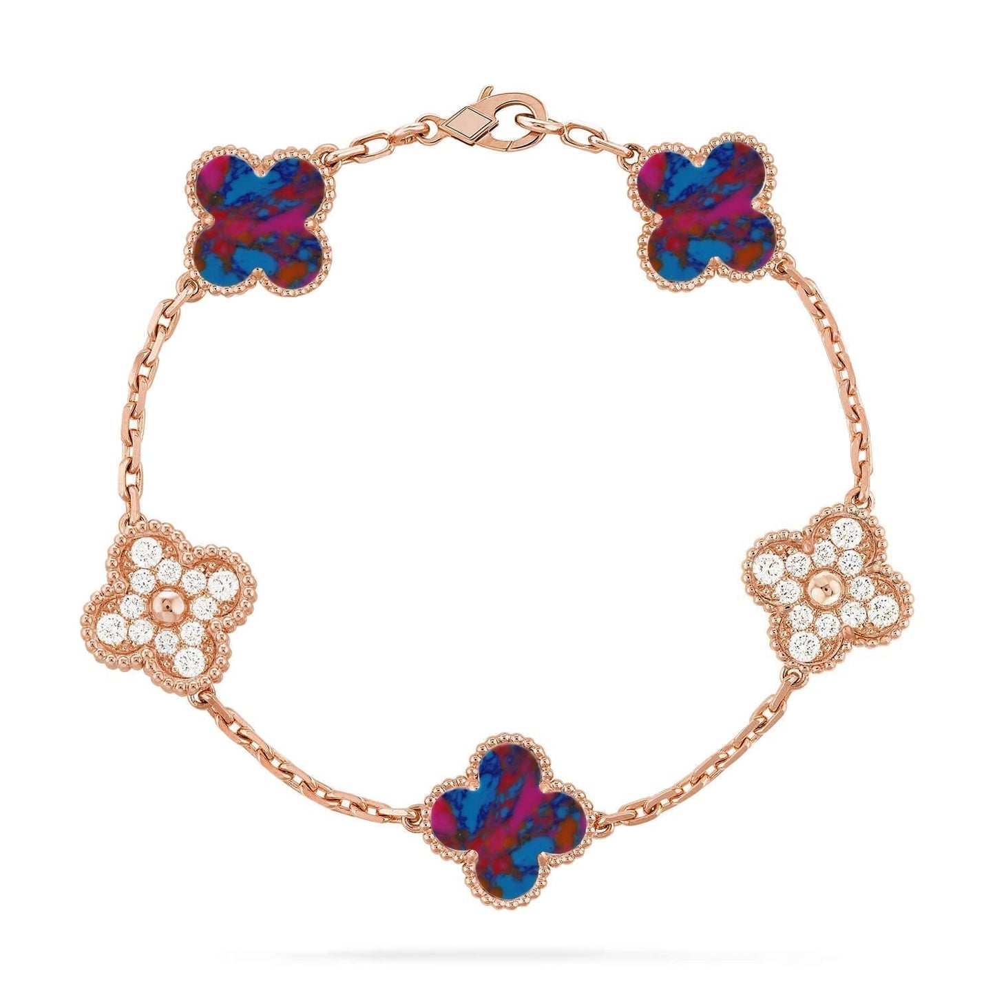 [Rose Tomorrow]CLOVER 5 MOTIF COLOR GEMSTONES BRACELET COLLECTION