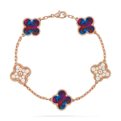 [Rose Tomorrow]CLOVER 5 MOTIF COLOR GEMSTONES BRACELET COLLECTION