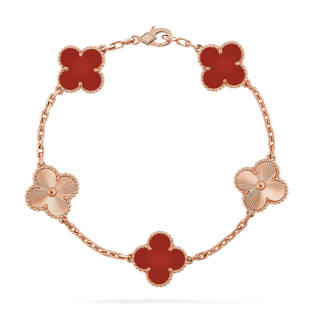[Rose Tomorrow] CLOVER 5 MOTIF RED CORNELIAN BRACELET COLLECTION