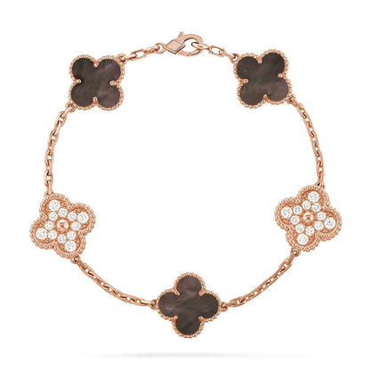 [Rose Tomorrow] CLOVER 5 MOTIF GRAY MOP BRACELET COLLECTION
