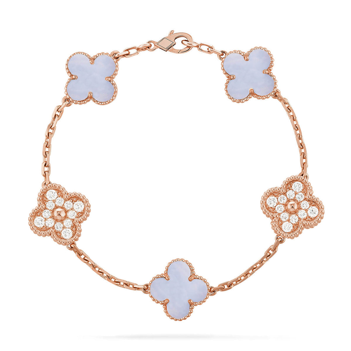 [Rose Tomorrow] CLOVER 5 MOTIF PURPLE CHALCEDONY BRACELET COLLECTION