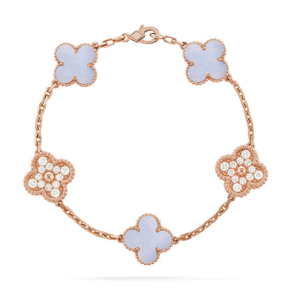 [Rose Tomorrow] CLOVER 5 MOTIF PURPLE CHALCEDONY BRACELET COLLECTION