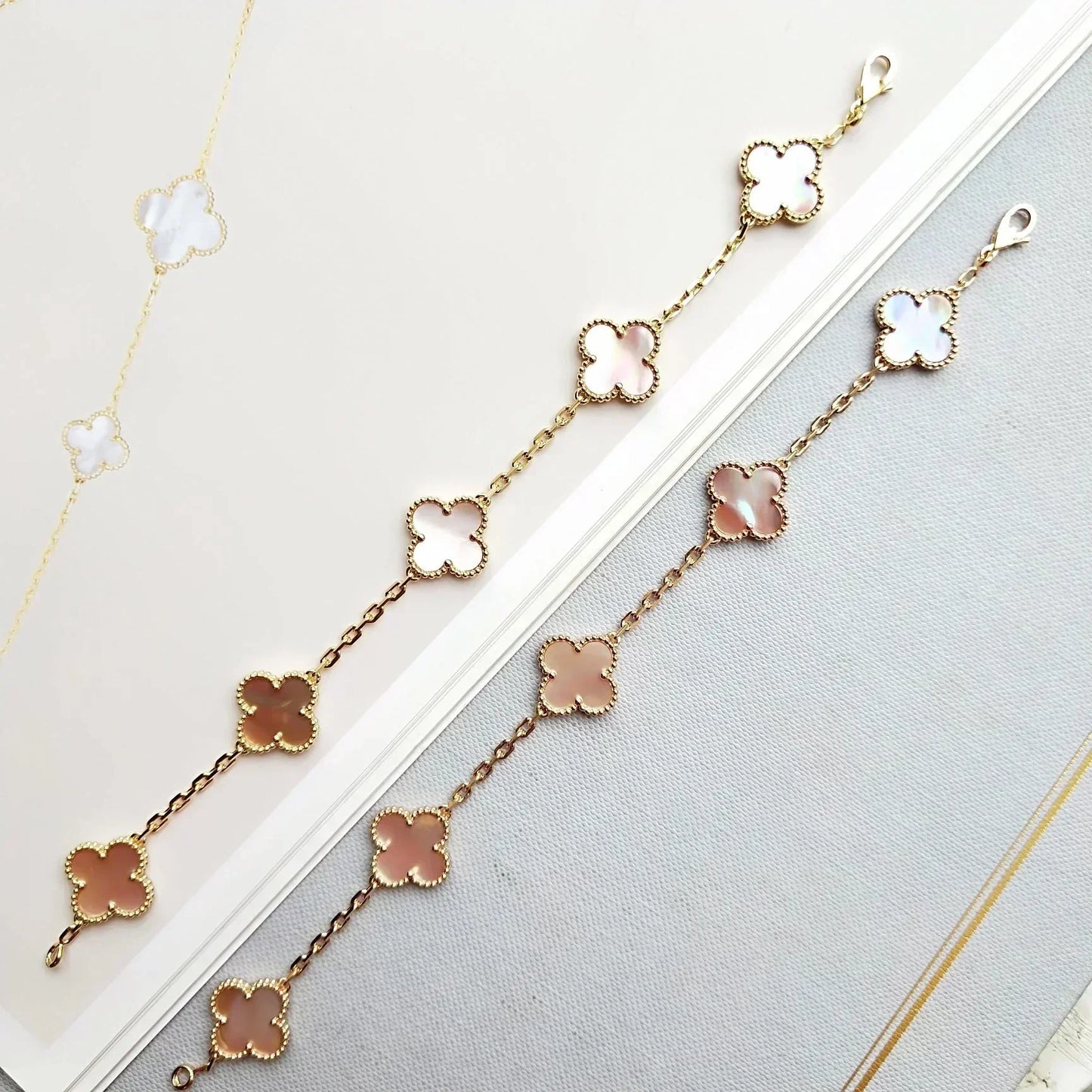 [Rose Tomorrow] CLOVER 5 MOTIFS  PINK MOP BRACELET COLLECTION