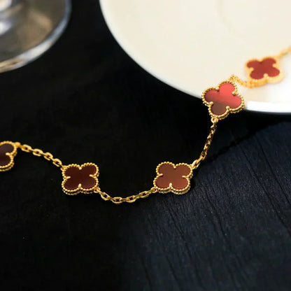 [Rose Tomorrow] CLOVER 5 MOTIF RED CORNELIAN BRACELET COLLECTION