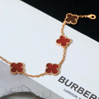 [Rose Tomorrow] CLOVER 5 MOTIF RED CORNELIAN BRACELET COLLECTION