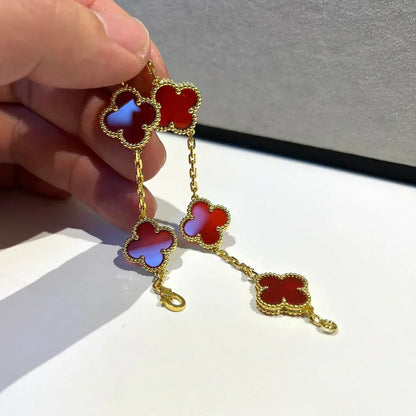 [Rose Tomorrow] CLOVER 5 MOTIF RED CORNELIAN BRACELET COLLECTION