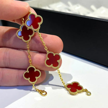 [Rose Tomorrow] CLOVER 5 MOTIF RED CORNELIAN BRACELET COLLECTION