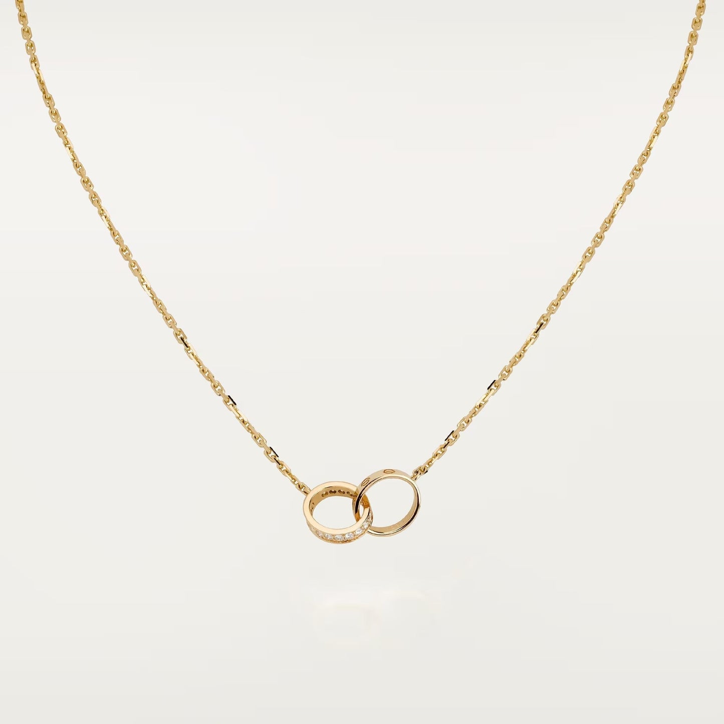 [Rose Tomorrow]LOVE DOUBLE RING HALF DIAMOND NECKLACE