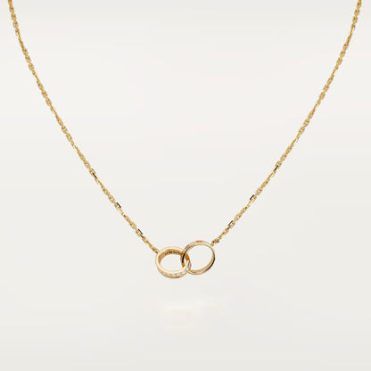 [Rose Tomorrow]LOVE DOUBLE RING HALF DIAMOND NECKLACE