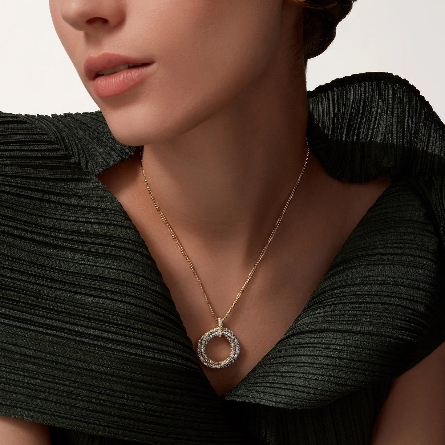 [Rose Tomorrow]TRINITY LARGE FULL DIAMOND  NECKLACE
