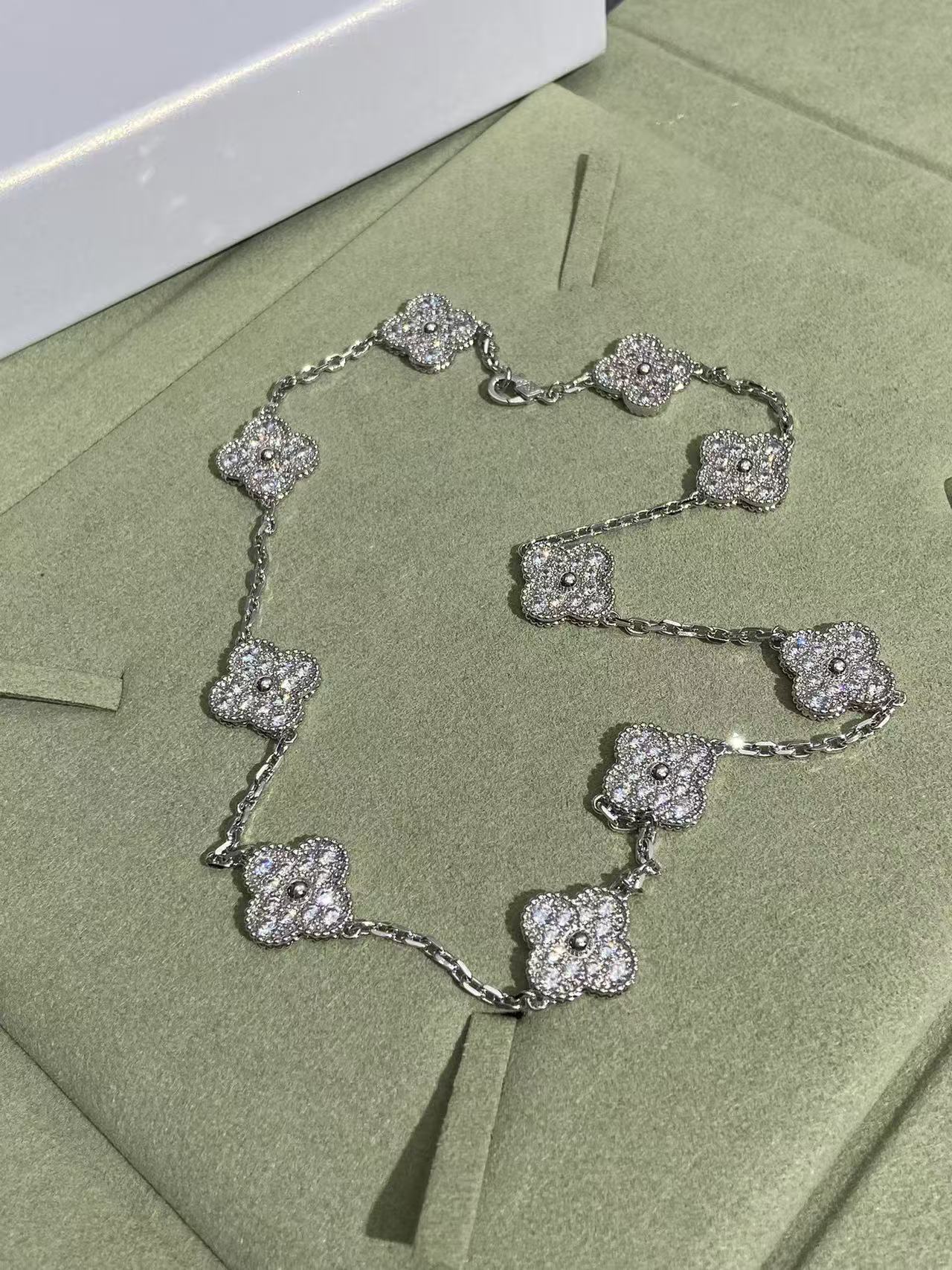 [Rose Tomorrow]CLOVER 10 MOTIFS  FULL DIAMOND NECKLACE
