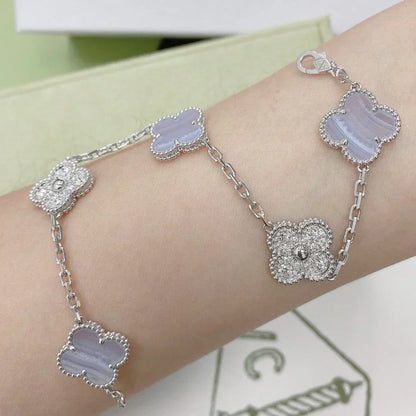 [Rose Tomorrow] CLOVER 5 MOTIF PURPLE CHALCEDONY BRACELET COLLECTION