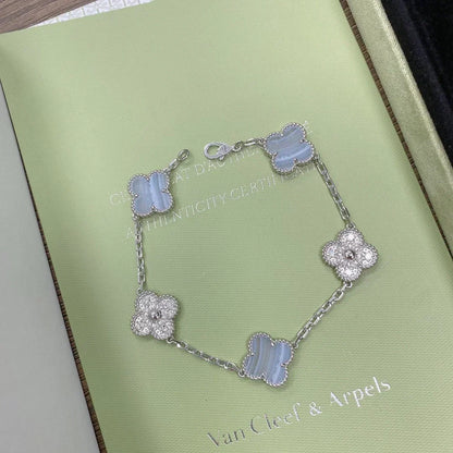 [Rose Tomorrow] CLOVER 5 MOTIF PURPLE CHALCEDONY BRACELET COLLECTION