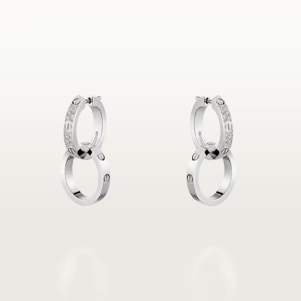 [Rose Tomorrow]LOVE 3.3MM DANGLE HALF DIAMOND EARRINGS