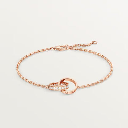 [Rose Tomorrow]LOVE DOUBLE RING HALF DIAMOND BRACELET