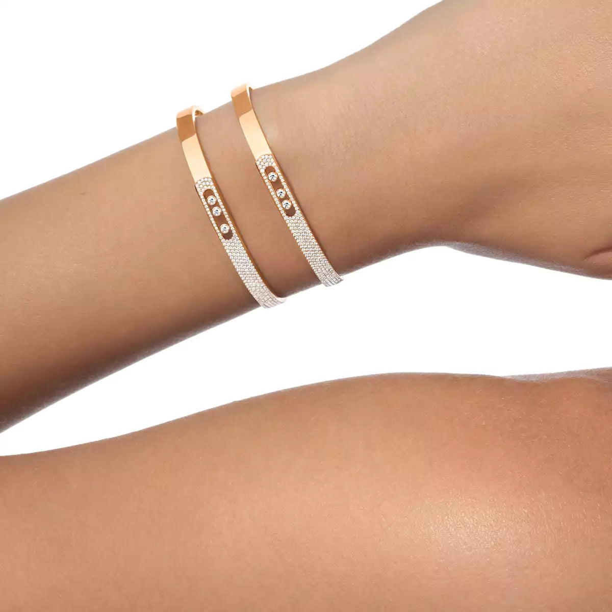 [✨Rose💎]Move Noa Rose Gold Pave Diamond Bangle Bracelet