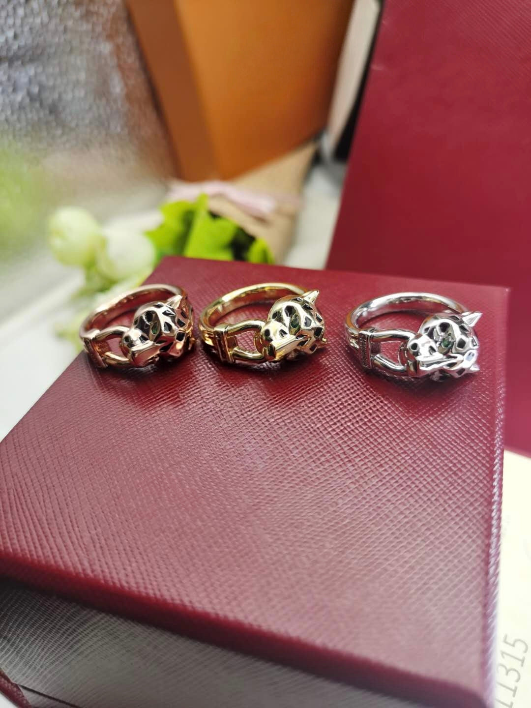 [Rose Tomorrow]LEOPARD-HEAD LEOPARD-PRINT COUPLE RING