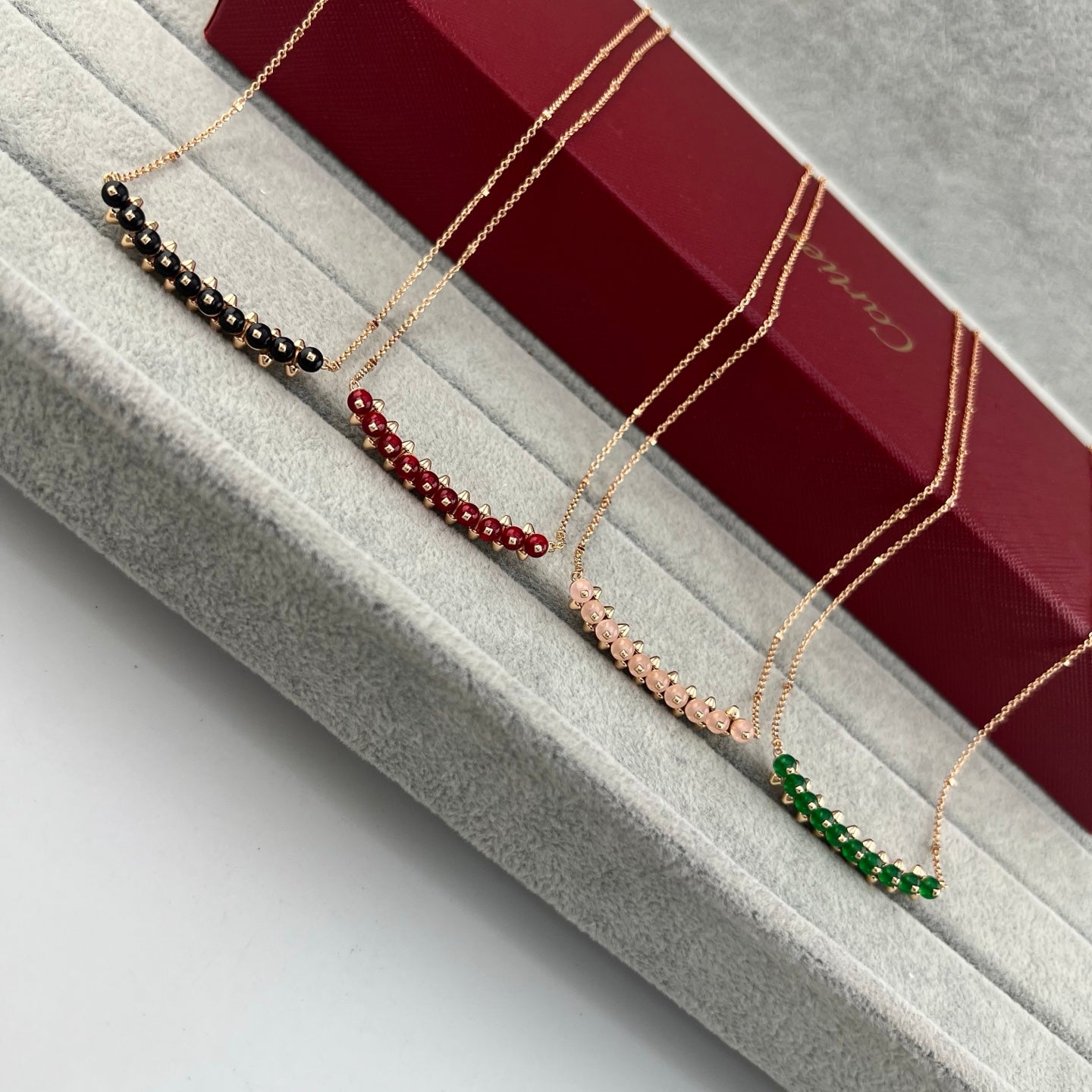 [Rose Tomorrow]NEW STUD COLORED GEM PENDANT NECKLACE