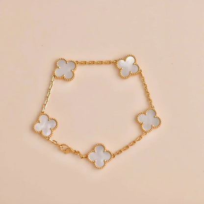 [Rose Tomorrow]CLOVER WHITE PEARL MOP 5 MOTIF BRACELET COLLECTION