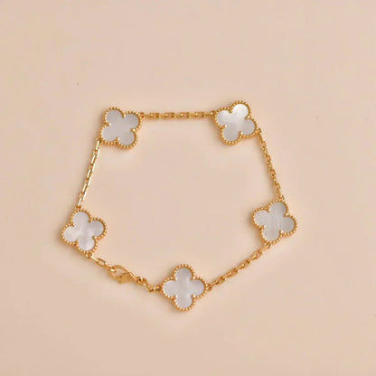 [Rose Tomorrow]CLOVER WHITE PEARL MOP 5 MOTIF BRACELET COLLECTION