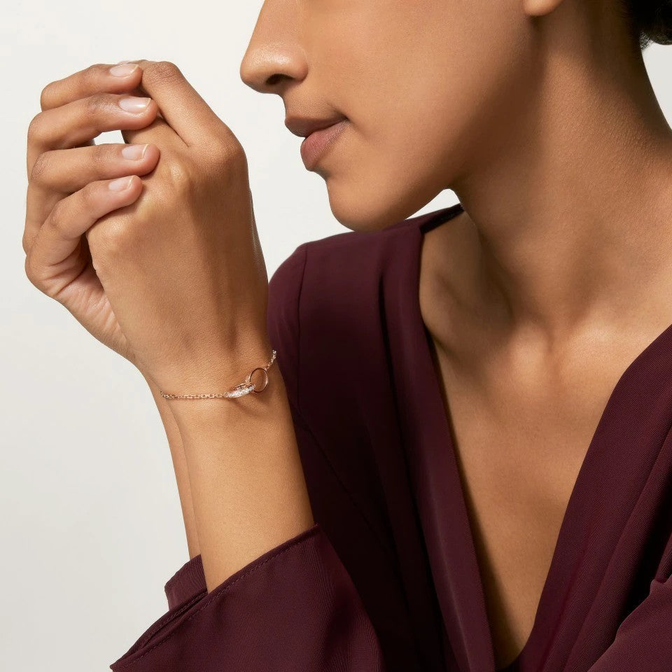 [Rose Tomorrow]LOVE DOUBLE RING HALF DIAMOND BRACELET