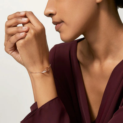 [Rose Tomorrow]LOVE DOUBLE RING HALF DIAMOND BRACELET