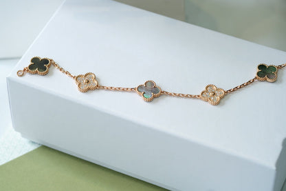 [Rose Tomorrow] CLOVER 5 MOTIF GRAY MOP BRACELET COLLECTION