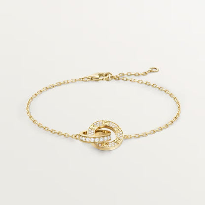 [Rose Tomorrow]LOVE DOUBLE RING FULL DIAMOND BRACELET