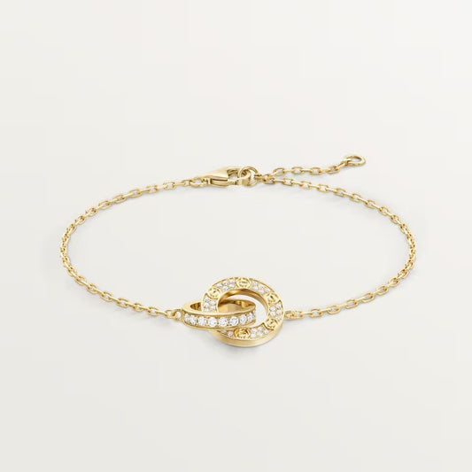 [Rose Tomorrow]LOVE DOUBLE RING FULL DIAMOND BRACELET