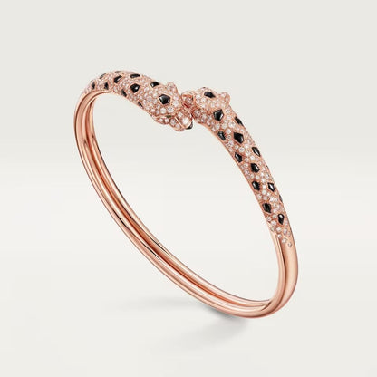 [Rose Tomorrow]PANTHERE DOUBLE HEADED HALF DIAMOND OPEN BRACELET