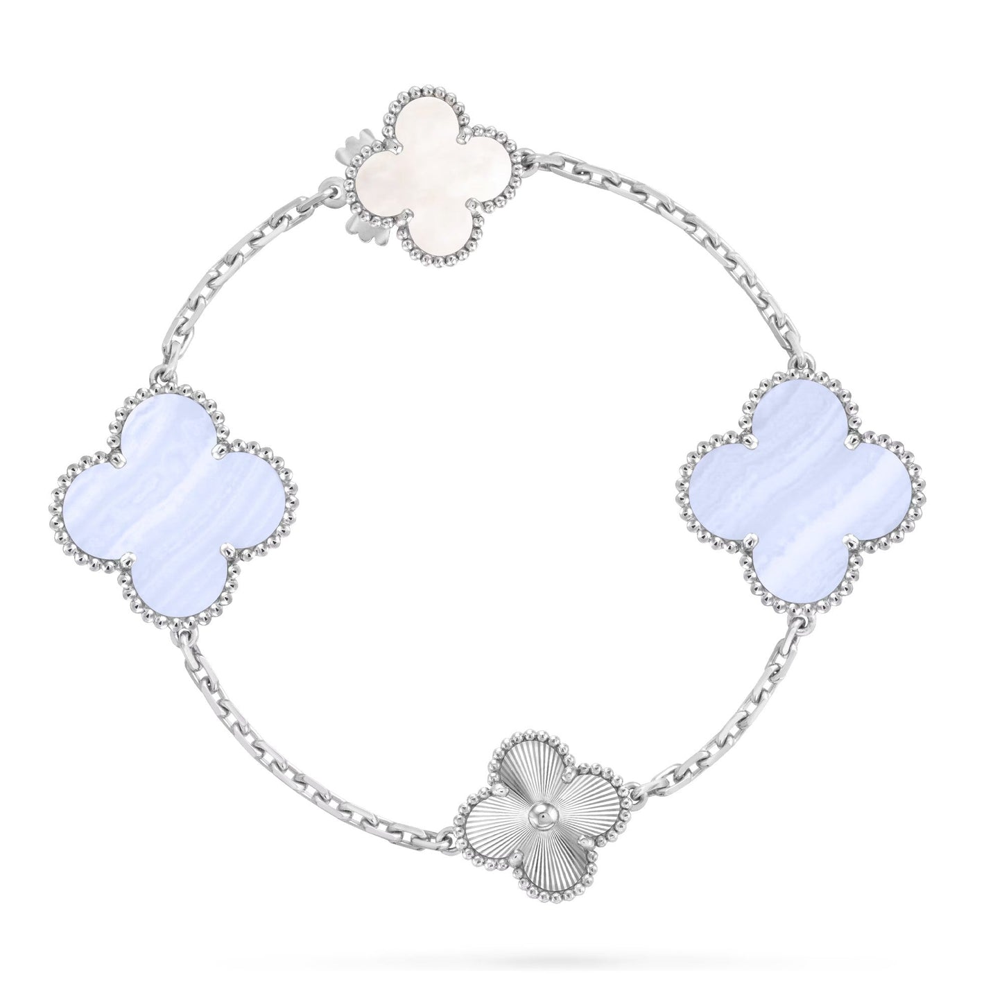 [Rose Tomorrow]DETACHABLE CLOVER 15(11+4) FLOWER SILVER NECKLACE SET