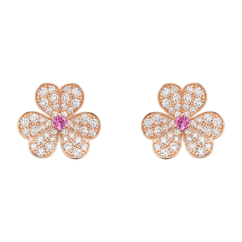 [Rose Tomorrow]FRIVOLE PINK GOLD FLOWER DIAMOND EARRINGS