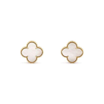 [Rose Tomorrow]CLOVER MEDIUM 1 MOTIFS  WHITE MOP STUD EARRINGS